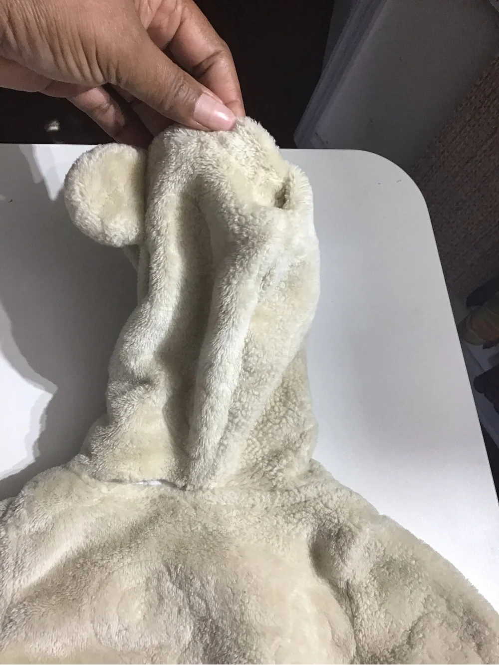 Cozy Cream Plush Baby One-Piece Hooded Romper